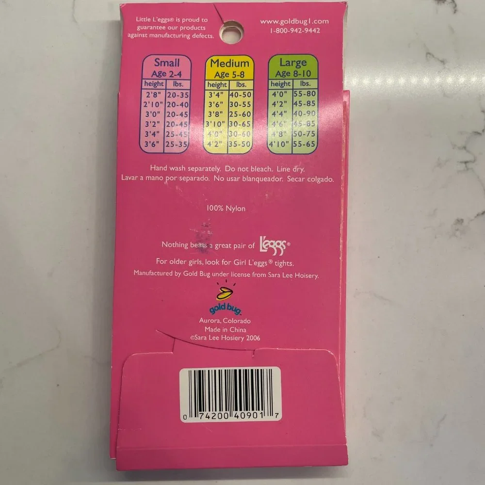 Little L’eggs White Tights Girls Size L For Ages 8-10 NEW
